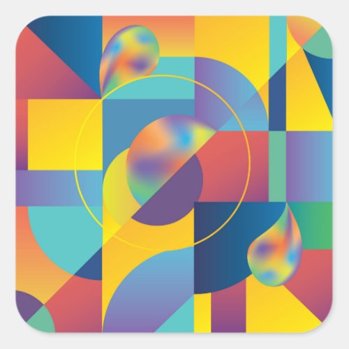 Creative Geometric Abstract Vintage Cover Square Sticker