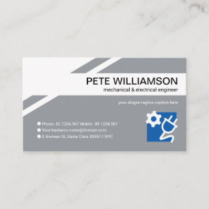 Creative Geometric Grey Layers Electrical Engineer Business Card