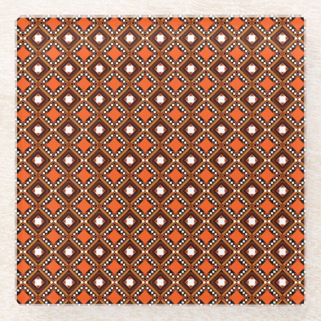 Creative Geometric, Modern Abstract Red. Glass Coaster (Front)