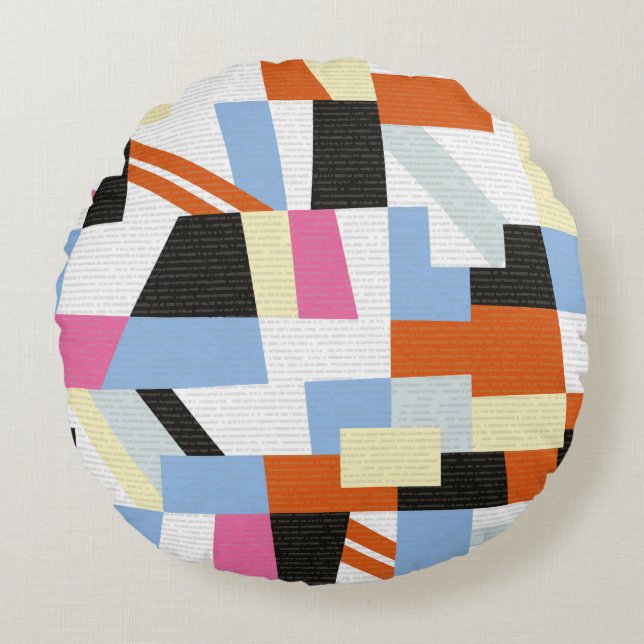 Creative geometric shapes, length pattern design round pillow (Front)