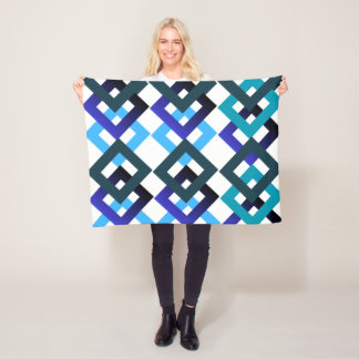 Creative geometry blue tones fleece blanket