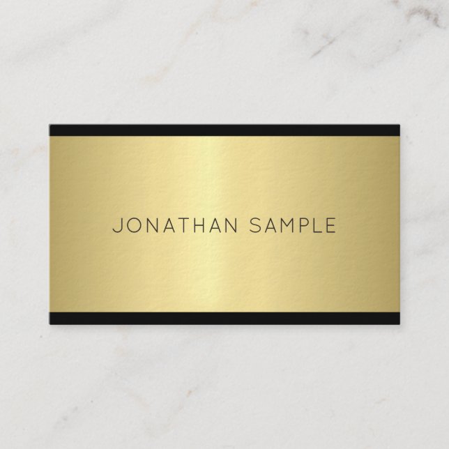 Creative Glam Design Modern Gold Luxe Trendy Plain Business Card (Front)