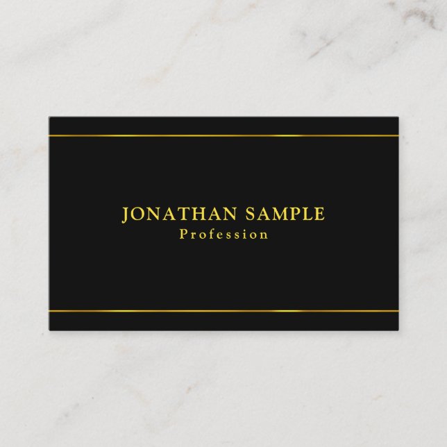 Creative Glamorous Gold Stripes Black Modern Plain Business Card (Front)