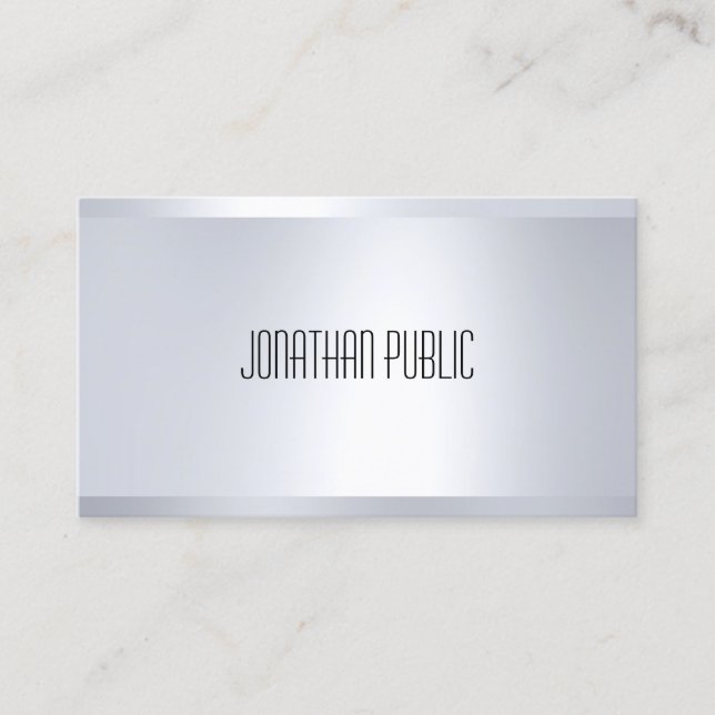 Creative Glamour Silver Look Elegant Modern Plain Business Card (Front)