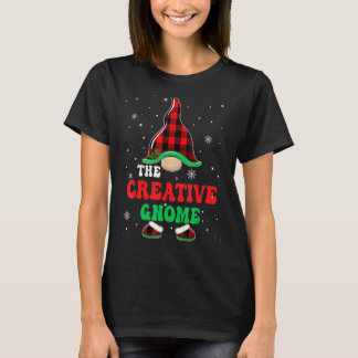 Creative Gnome Buffalo Plaid Matching Christmas Gr T-Shirt