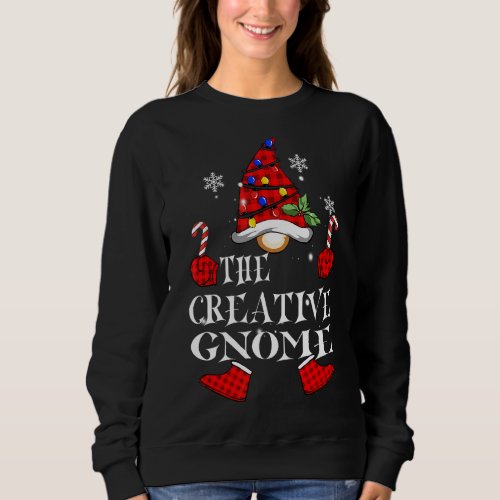 Creative Gnome Red Plaid Matching Family Christmas Sweatshirt