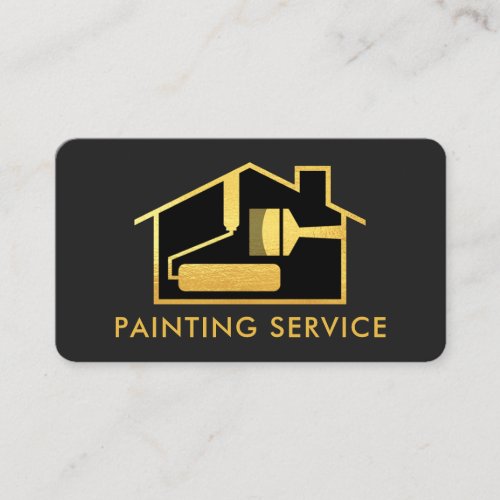 Creative Gold Brush Home Painting Business Card