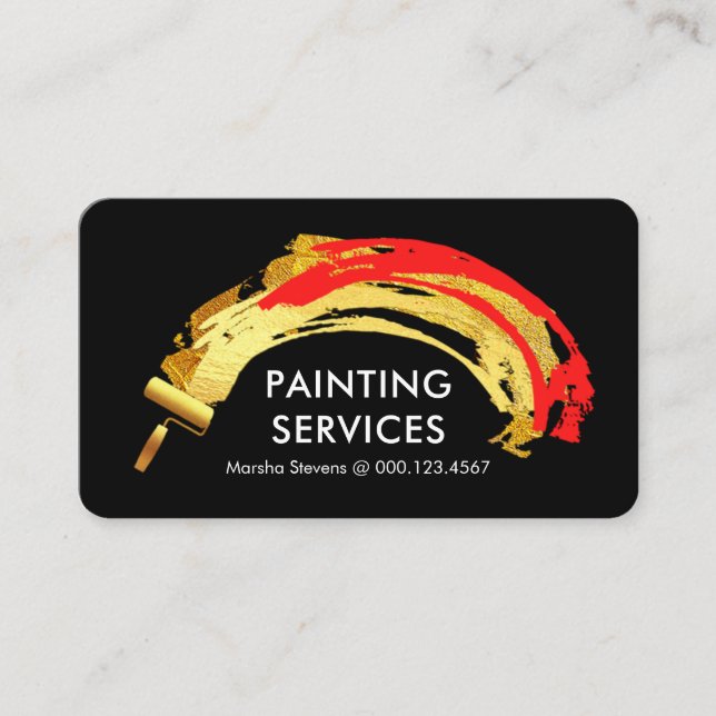 Creative Gold Brush Paint Splatter  Business Card (Front)