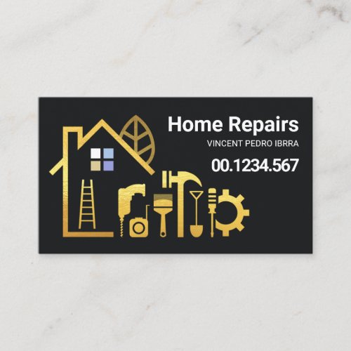 Creative Gold Building Construction Tools Business Card