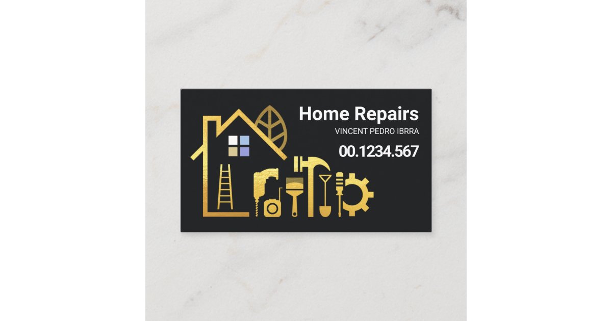 Creative Gold Building Construction Tools Business Card Zazzle
