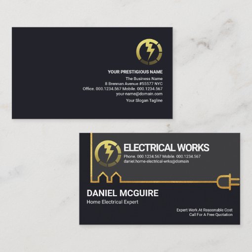 Creative Gold Building Electrical Wiring Electric Business Card | Zazzle