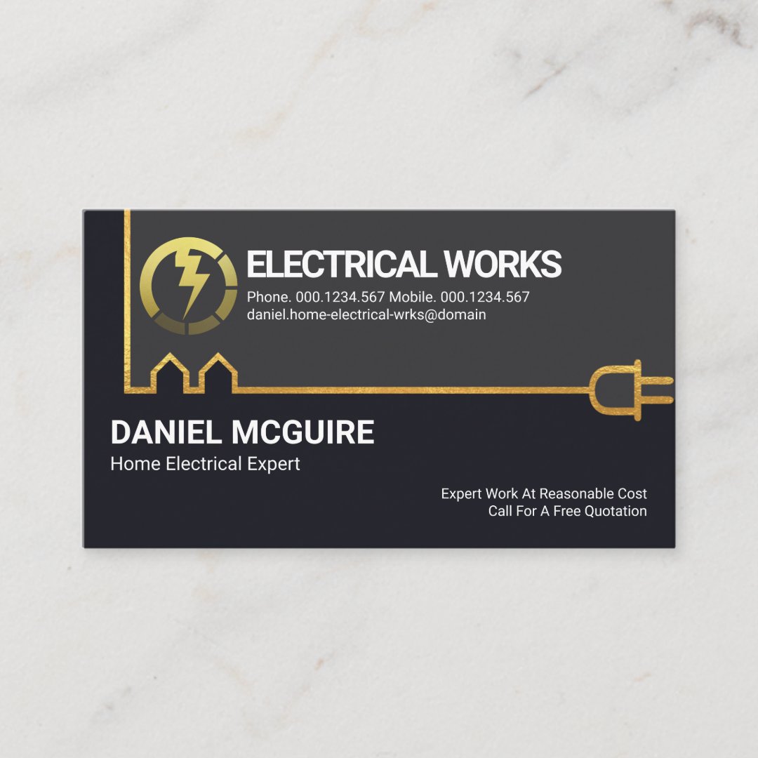 Creative Gold Building Electrical Wiring Electric Business Card | Zazzle