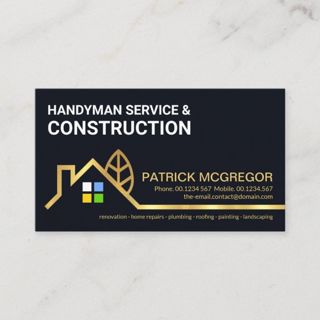 Creative Gold Building Structure Landscape Border Business Card (Front)