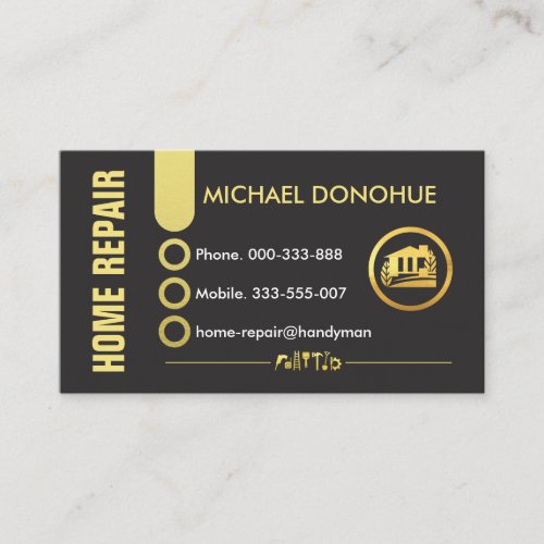 Creative Gold Column Tab Home Repair Business Card