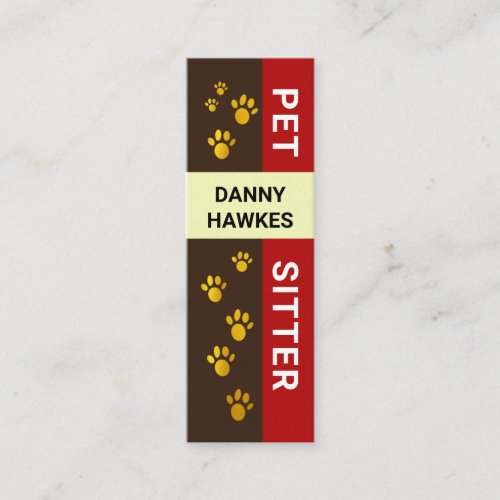 Creative Gold Doggy Paw Prints Pet Sitter Mini Business Card
