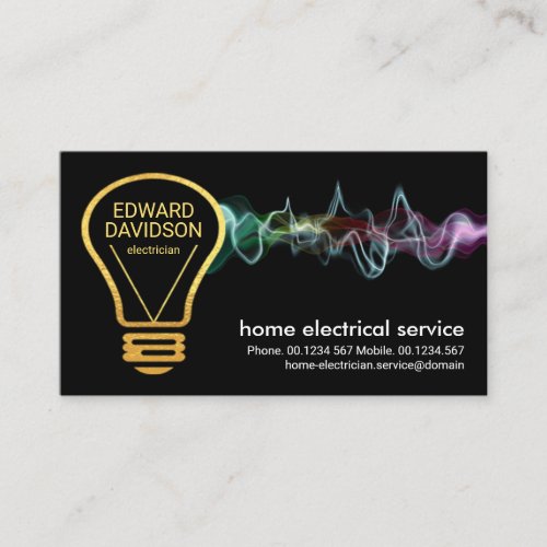 Creative Gold Electrician Bulb Electrical Service Business Card