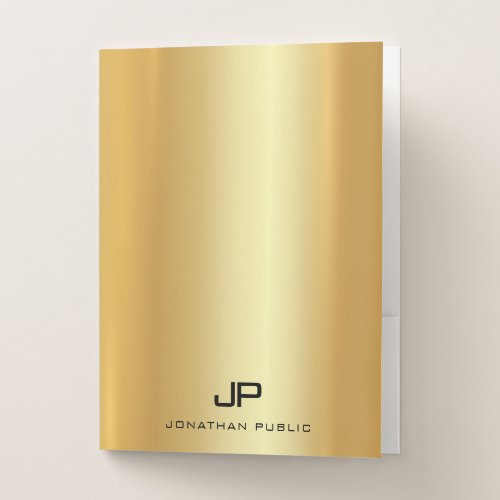 Creative Gold Elegant Template Modern Monogram Top Pocket Folder
