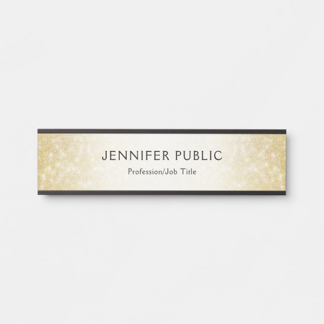 Creative Gold Glitter Modern Template Elegant Door Sign (Front)