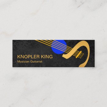 Creative Gold Guitar Stylish Grey Grunge Musician Mini Business Card by keikocreativecards at Zazzle