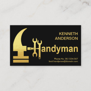 Creative Gold Hammer Handyman Design Business Card