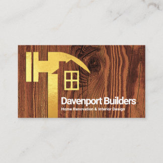 Creative Gold Hammer Home Silhouette Timber Wood Business Card