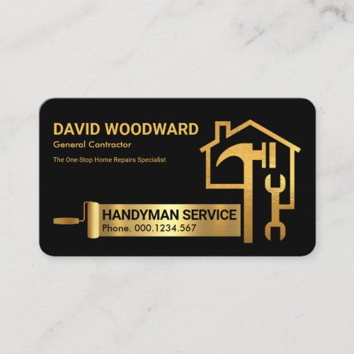 Creative Gold Hammer Spanner Building Business Card
