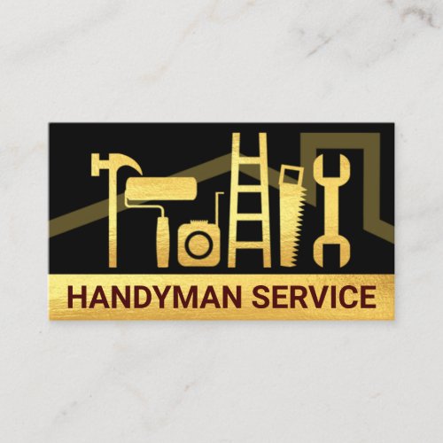 Creative Gold Handyman Tools Rooftop Business Card