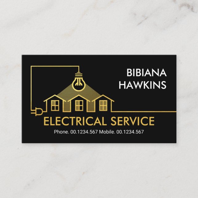 Creative Gold Home Electrical Wiring Circuit Business Card (Front)