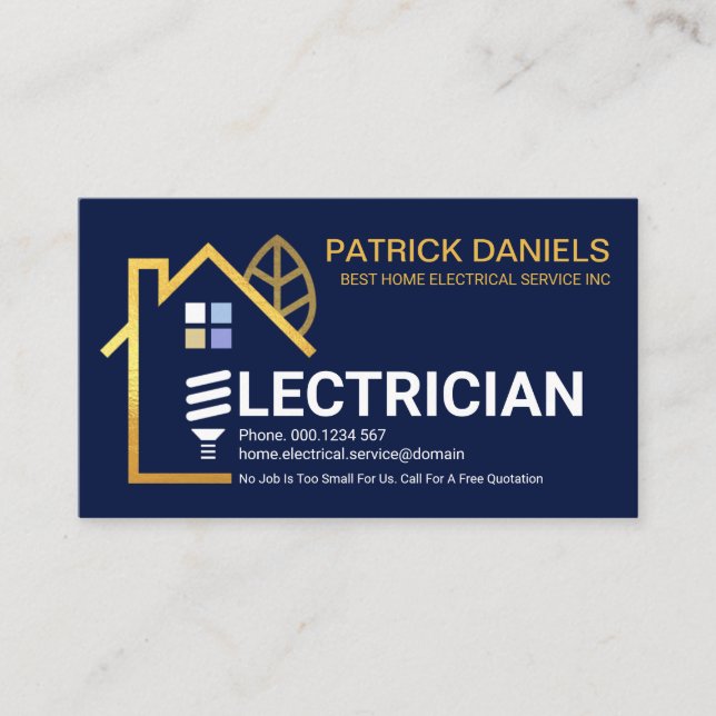 Creative Gold Home Electrician Signage Business Card (Front)