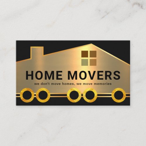 Creative Gold Home On Moving Wheels ZazzleMade Business Card