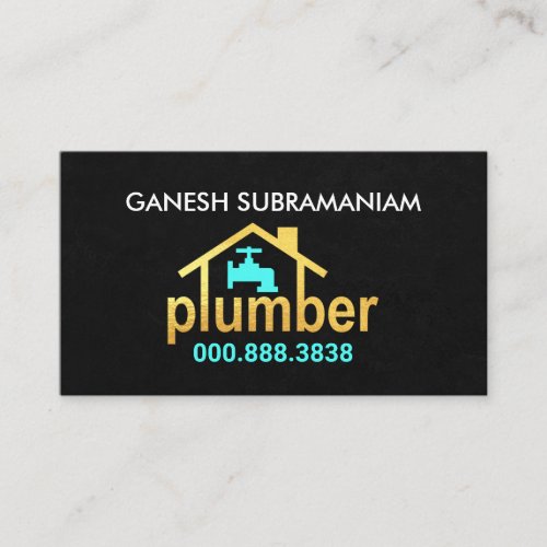 Creative Gold Home Plumber Service Business Card