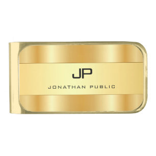 Creative Gold Look Modern Monogram Template Gold Finish Money Clip