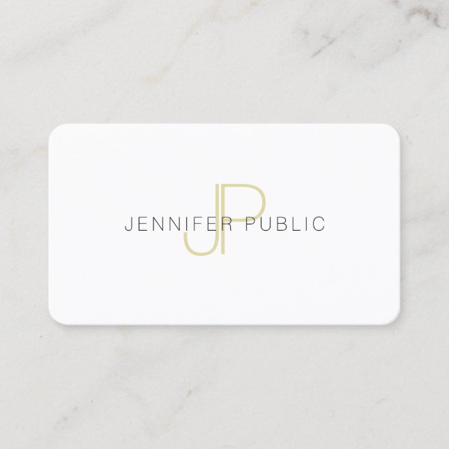 Creative Gold Monogram Template Trendy Elegant Top Business Card (Front)