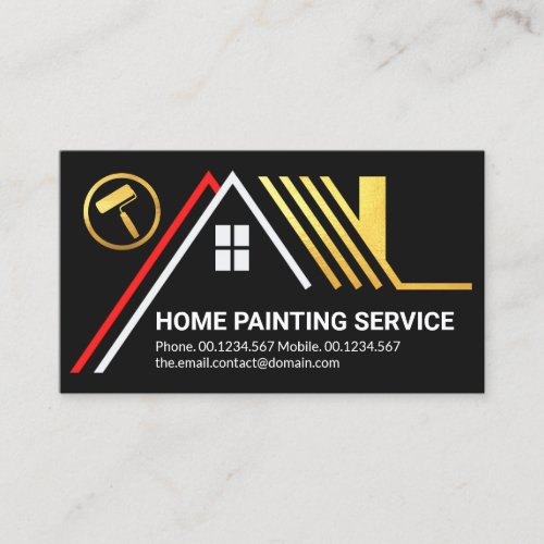 Creative Gold Roof Building Home Painting Service Business Card