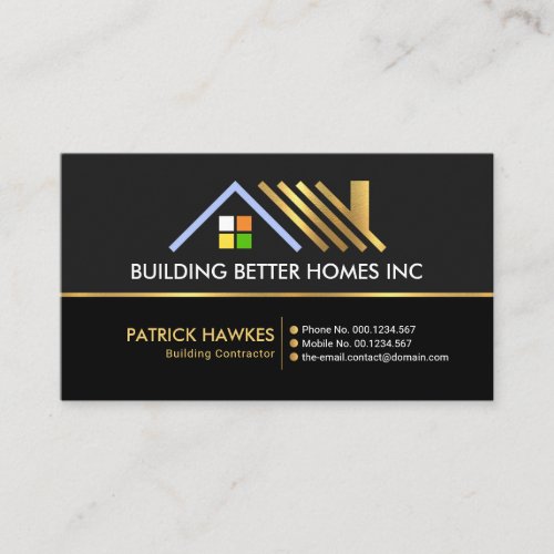 Creative Gold Rooftop Border Construction Builder Business Card