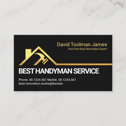 Creative Gold Rooftop Hammer Building Architecture Business Card