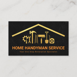 Creative Gold Rooftop Handyman Tools Business Card