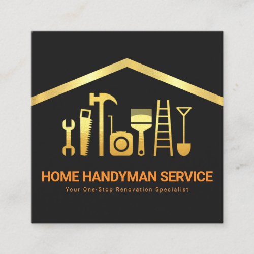 Creative Gold Rooftop Handyman Tools Square Business Card