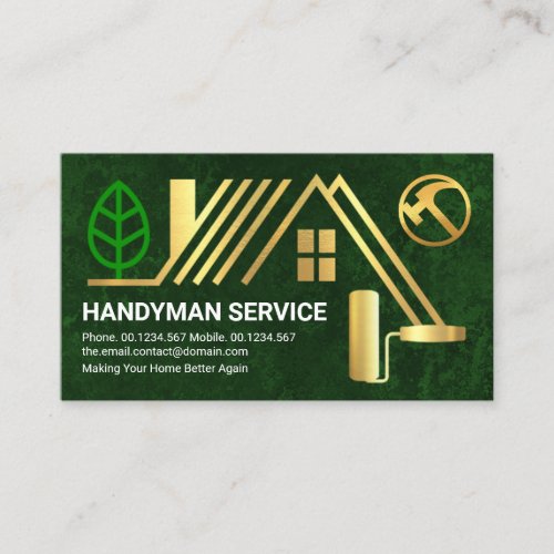 Creative Gold Rooftop Roller Brush Construction Business Card