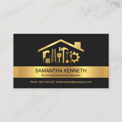 Creative Gold Stripe Construction Tools Business Card