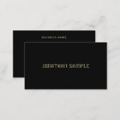 Creative Gold Text Modern Minimalist Black Trendy Business Card (Front/Back)