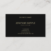 Creative Gold Text Modern Minimalist Black Trendy Business Card (Back)