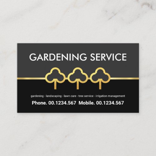 Creative Gold Tree Line Lawn Care Business Card