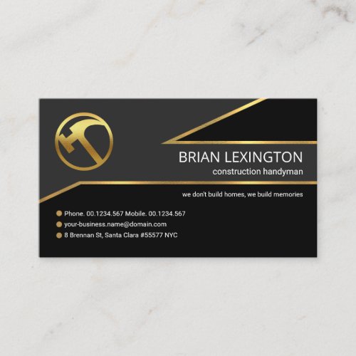 Creative Gold Triangle Roof Border Construction Business Card