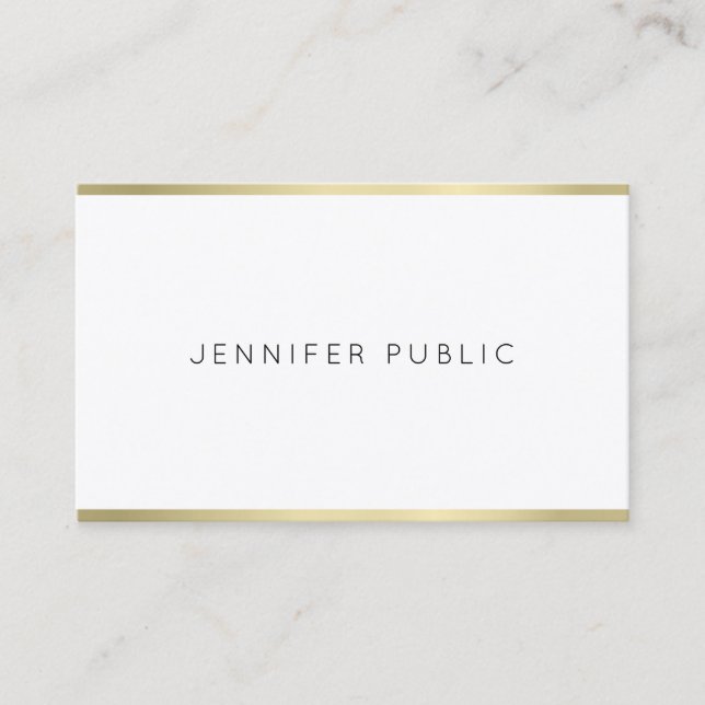 Creative Gold White Clean Design Professional Top Business Card (Front)