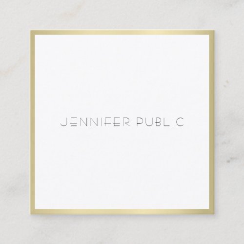 Creative Gold White Modern Simple Template Elegant Square Business Card