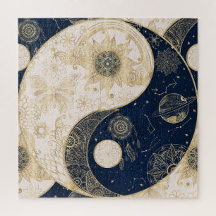 Creative Gold Yin Yang Night Day Mandala Jigsaw Puzzle