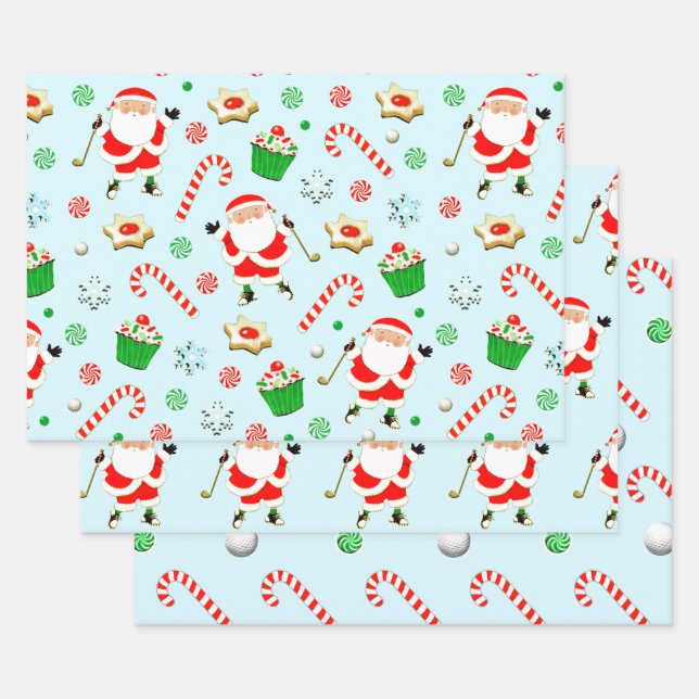 Creative Golf Christmas Holiday Gift Wrapping Paper Sheets (Set)