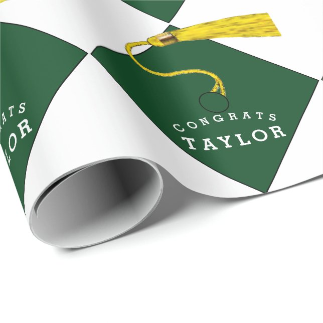 Creative Graduation Green Gift Wrapping Paper (Roll Corner)