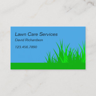 Creative Green Blue Lawn Mowing Care Services Business Card